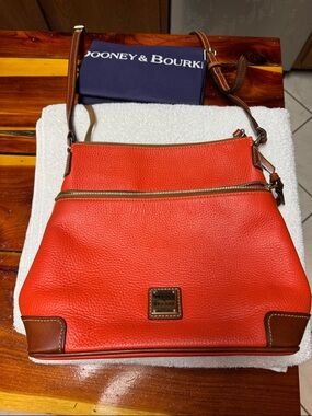 Dooney & Bourke Clementine Pebbled Leather Crossbody with Brown Trim
